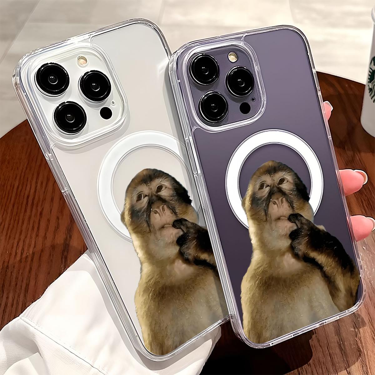 Cute Monkey Pattern Magnetic Transparent Shockproof Ultra-Thin Luxury iPhone X Xsmax 11 12 13 14 15 16 17 Pro Max Plus Air MagSafe Phone Case Cover