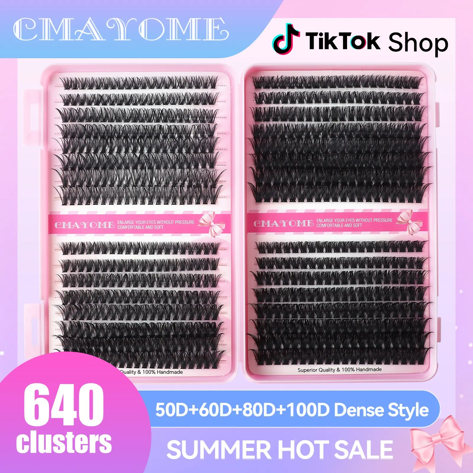 640 Clusters | D-Curl Fluffy Lashes | 10-16mm + Tutorial | DIY Kit w/ Glue & Tweezers | 3D Voluminous & Reusable | Daily, Party, Wedding Makeup – Platform Featured Product 💯🎯