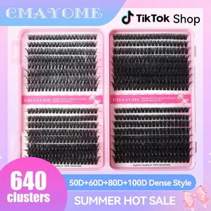 640 Clusters | D-Curl Fluffy Lashes | 10-16mm + Tutorial | DIY Kit w/ Glue & Tweezers | 3D Voluminous & Reusable | Daily, Party, Wedding Makeup – Platform Featured Product 💯🎯