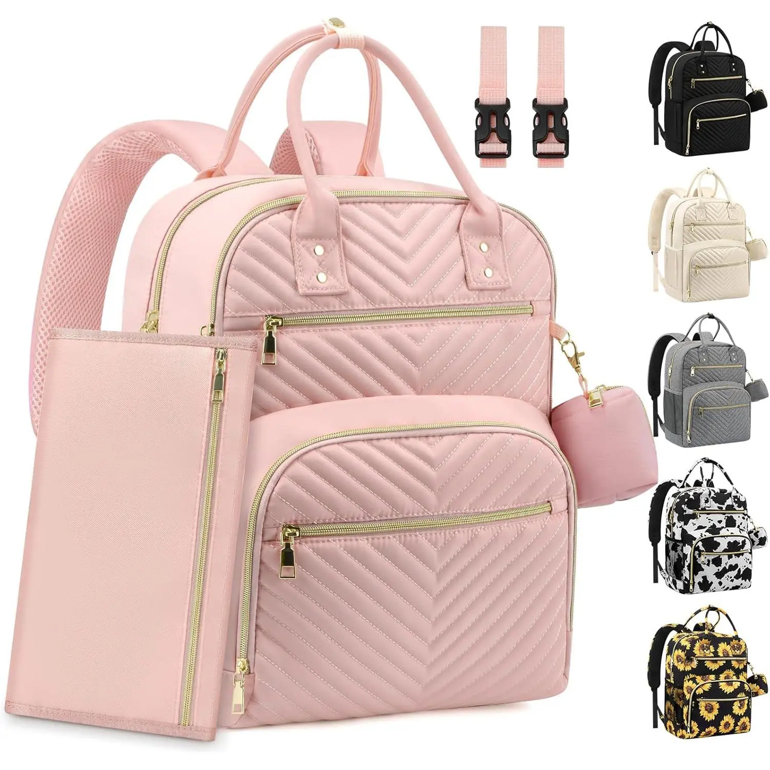 Diaper bag backpack, baby diaper bag with pacifier case, multifunctional stylish large-capacity travel backpack, suitable for baby girls/boys