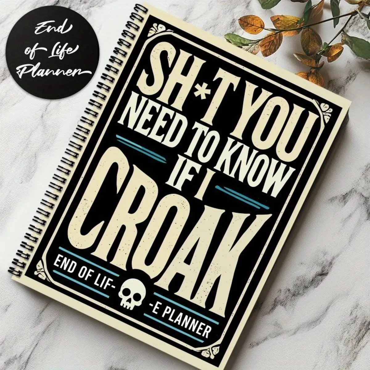 Dark Style End-of-Life Planning Journal Planner, vintage skull and gothic cover design for recording final wishes, personal arrangements and important planning information, organizer for long-term personal planning, family affairs and legacy records