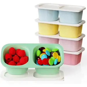 Snack Pack Containers for , 5 Pack  Snack Containers with , 2 Compartment Small Bento Snack Box, , Lunchbox Accessories for Travel