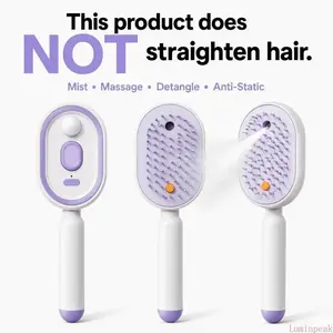 Electric Air Cushion Massage Comb With Auto Cleaning Spray, Anti Static Design For Dry And Frizzy Hair, Realizes Scalp Massage, Hair Smoothing And Volumizing Effects(Essential Oils Not Included)