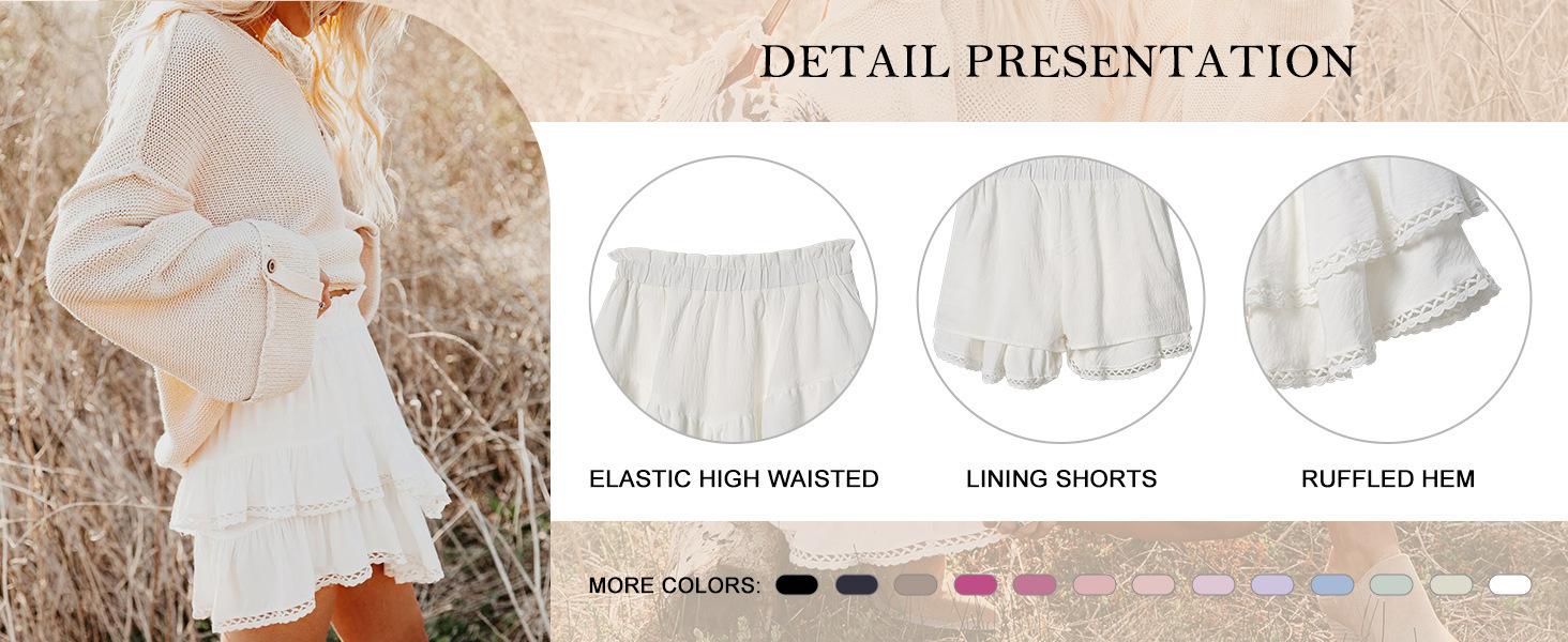 onlypuff Flowy Shorts for Women Ruffle Skirts Mini Skirts High Waisted Teen Gilrs Tennis Skirt Summer Shorts  Flowy Shorts for Women Casual Boho Ruffle Tiered Skorts High Waist Mini Skirts Golf Tennis Butterfly Crochet Shorts - All Hot Pink XL