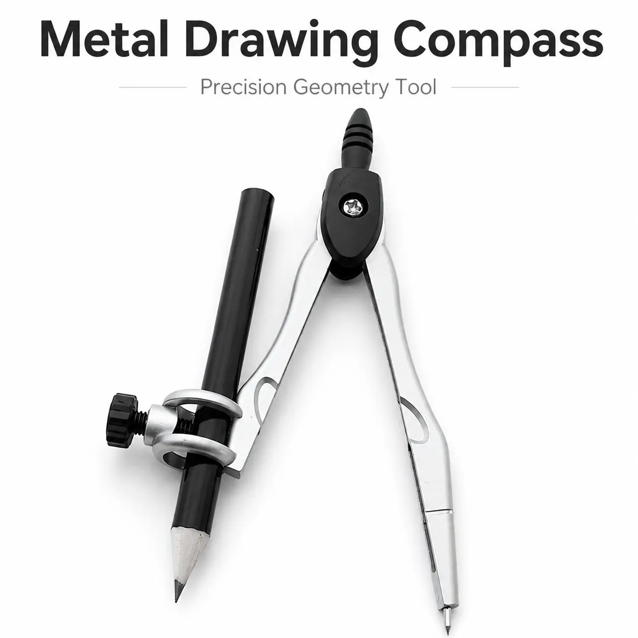 Doloha Precision Metal Compass - Perfect Round Locking Geometry Tool for Pens under 0.39 inches in diameter (excluding pens)