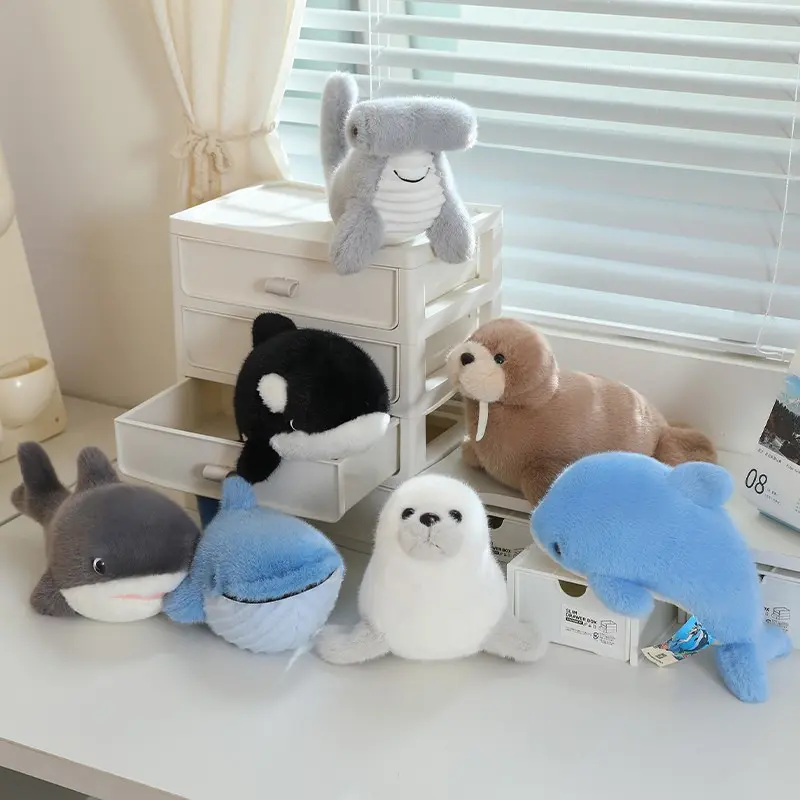 Deep Sea Whale Plush Toy, Orca Blue Whale Shark Dolphin Stuffed Animal, Kawaii Fluffy Pillow, Soft Healing Gift, Valentine Birthday Holiday Gift