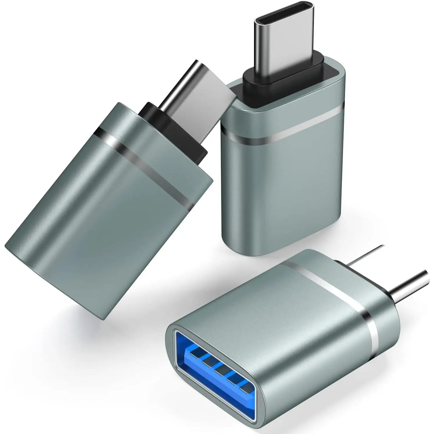 USB C to USB Adapter 3-Pack USB C Male to USB 3.0 Female Adapter Compatibllity for iMac 2021 for iPad Pro 2021 for MacBook Pro 2020 for MacBook Air 2020 and Other Type C or Thunderbolt 3 Devices gray