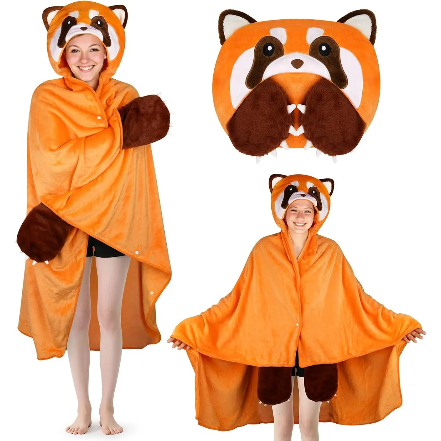 Wearable Hooded Blanket for Men, Soft Warm Cozy Plush Flannel Poncho Blanket Cape, Throw Cloak Valentine Day Gifts