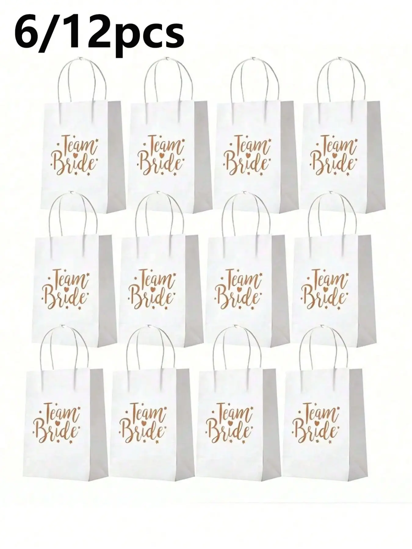 6/12 Rose Gold Foil Gift Bags, Wedding Bridesmaid Favor Bags, Fresh Style Kraft Paper Handbags, Elegant Party Supplies, Party Favors Bag, Bulk Gift Bags
