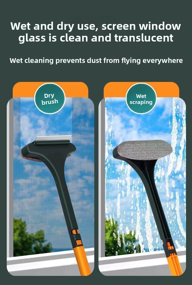 2-in-1 Screen Cleaning Brush Multi-Functional Household Window Cleaning Brush No Disassembly Double-Sided Cleaning Glass Scraper Window Groove Water Scraper