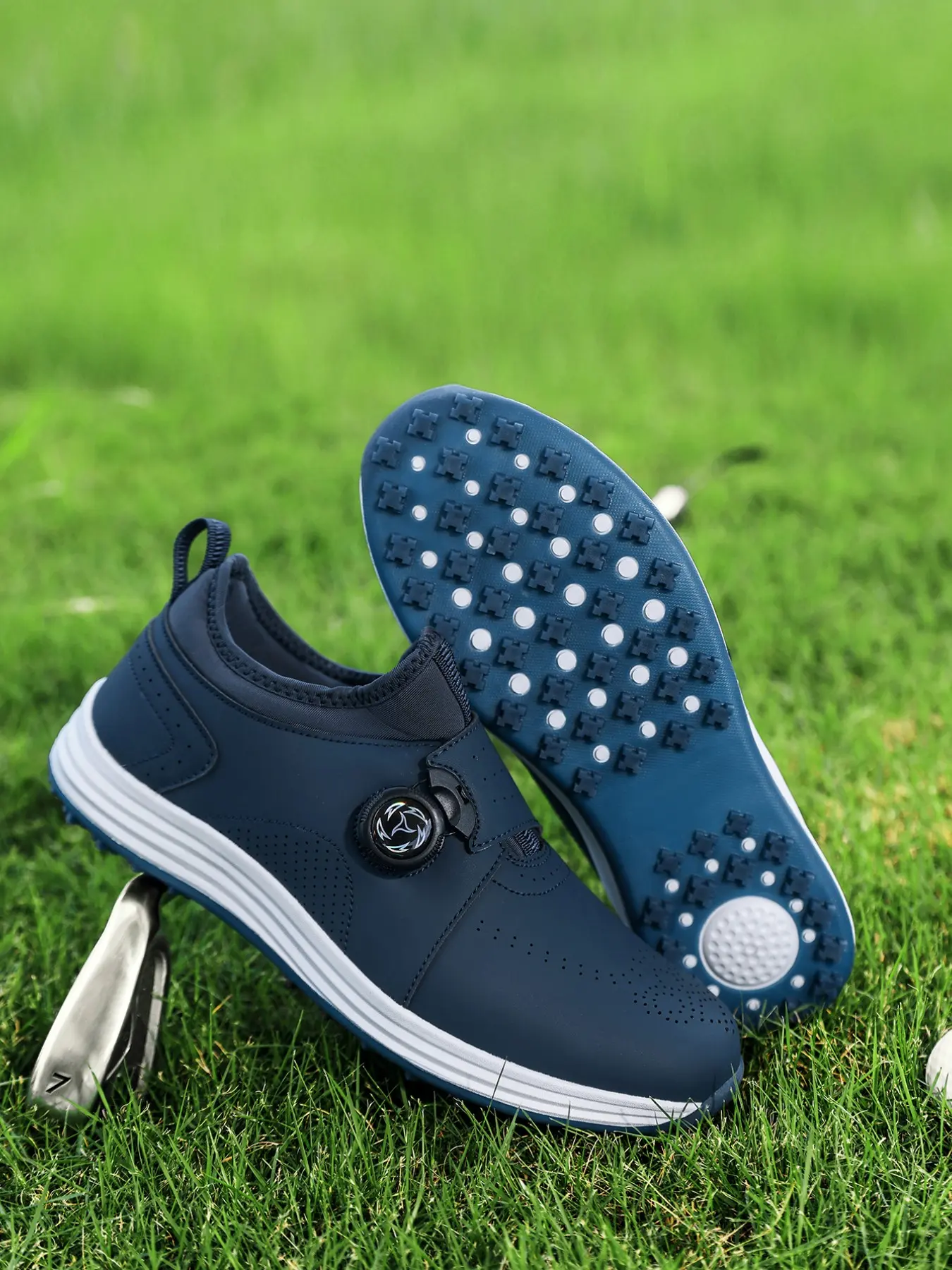 Men's Golf Shoes Waterproof Breathable Non-Slip Training Shoes, Leather Upper, Rubber Sole, Wide Width, All Seasons, Casual Style