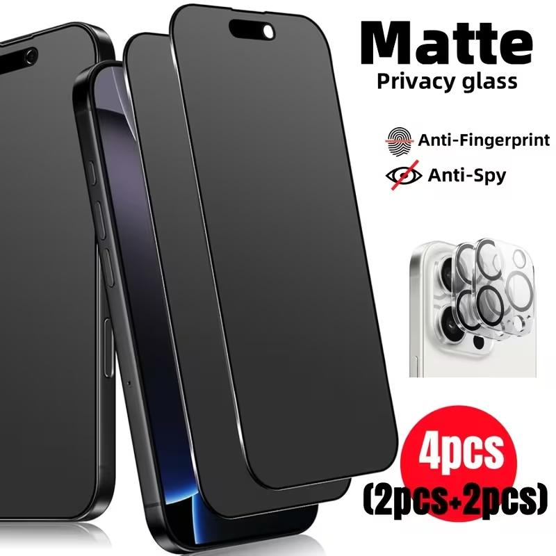 2+2 Bundle] Includes 2 privacy screen protectors and 2 lens protectors Compatible with iPhone 17/16/15/14/13/12/11 Pro Max, 17 Air, 16/15, and 14 Plus Made from anti-glare tempered glass with 9H hardness for scratch resistance and durability