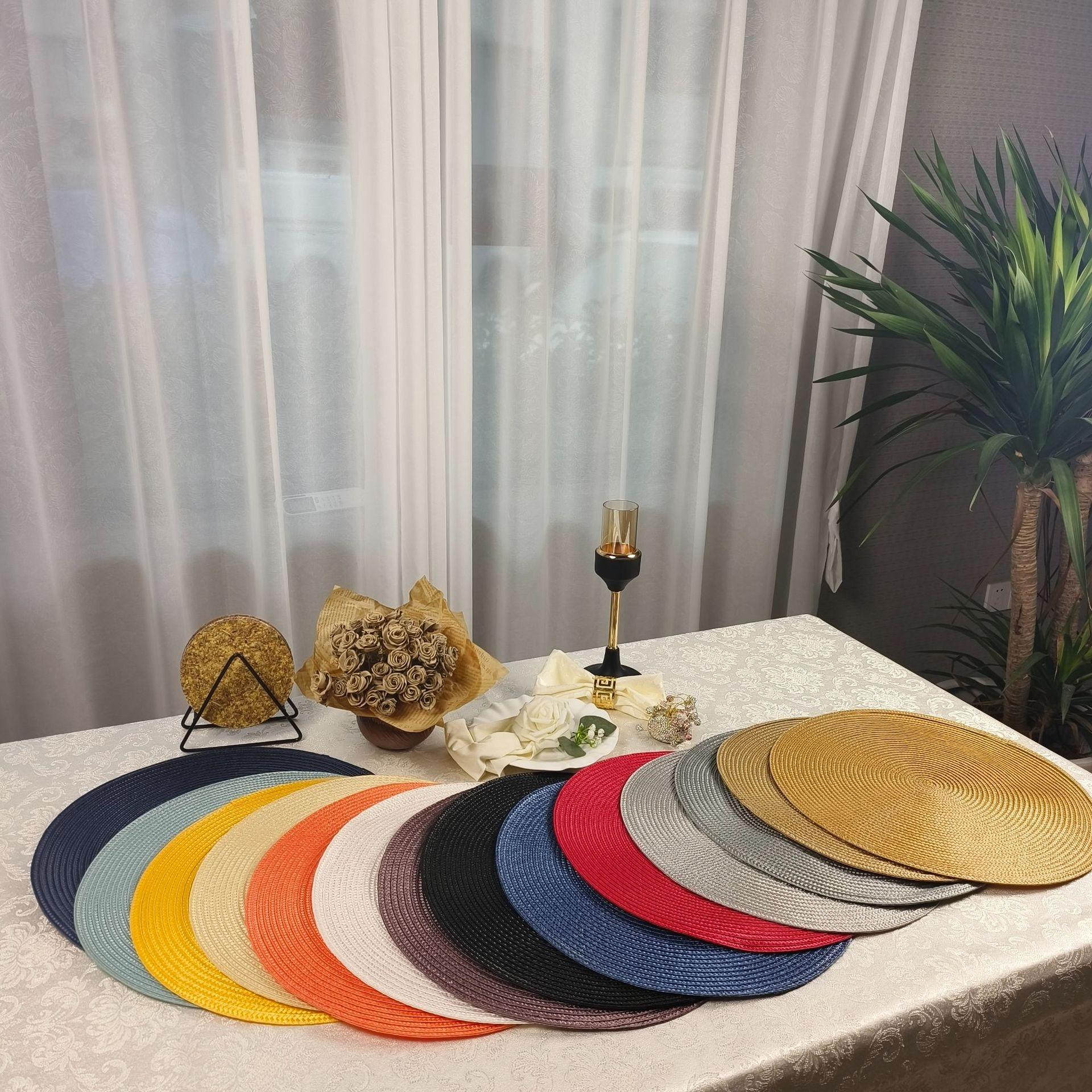 Minimalist Round Woven Placemats| Heat Resistant & Oil-Proof PP Dining Mats| Modern Solid Color Table Decor| Easy Clean Kitchen Essentials for Hosting & Daily Use