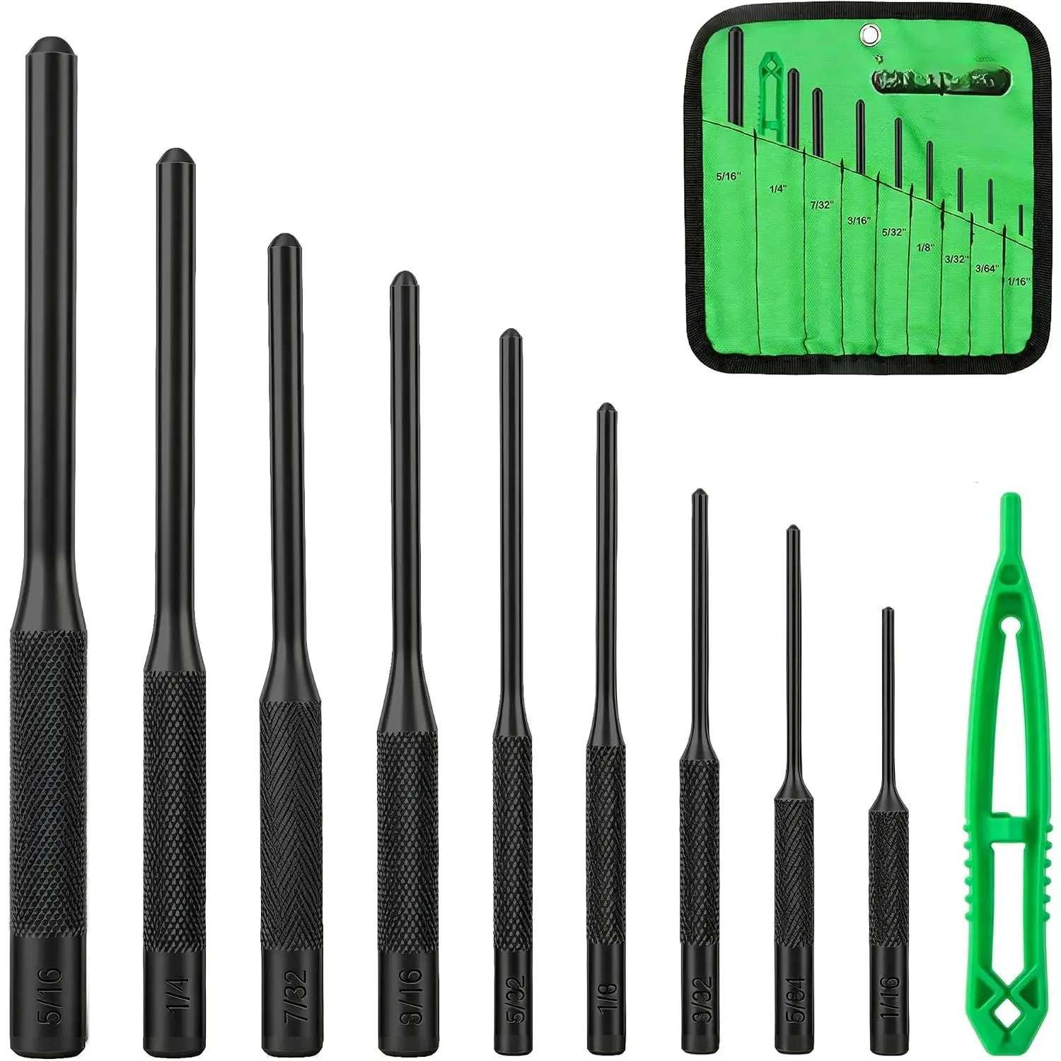 9-Pieces Roll Pin Punch Set, Removing Repair Tool with Holder for Automotive, Watch Repair, and Craft