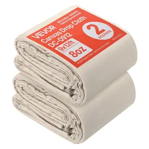 VEVOR Canvas Drop Cloth, 4x12 ft Painters Drop Cloth for Painting, 8oz All Purpose Canvas Tarp for Furniture Floor Protection, Cotton Fabric Paint Tarp for Curtains, Tablecloths, Washable Reusable