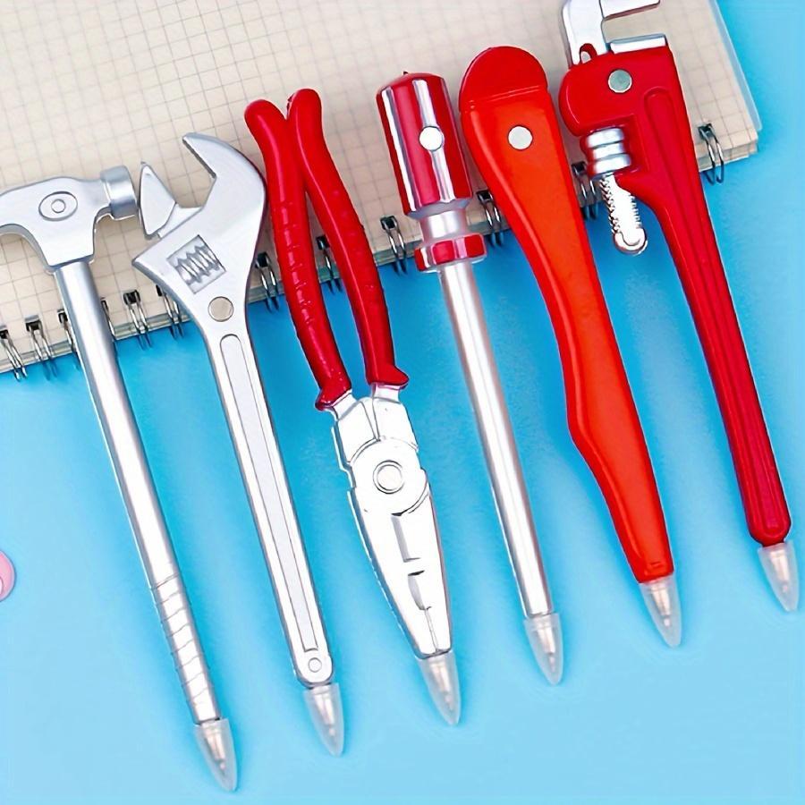 Creative Refrigerator Magnet Pen Set, 6 Counts/set Multifunctional Personalized Weapon-shaped Art Pen with Multiple Tool Heads, Office Stationery, Rollerball Pen Set