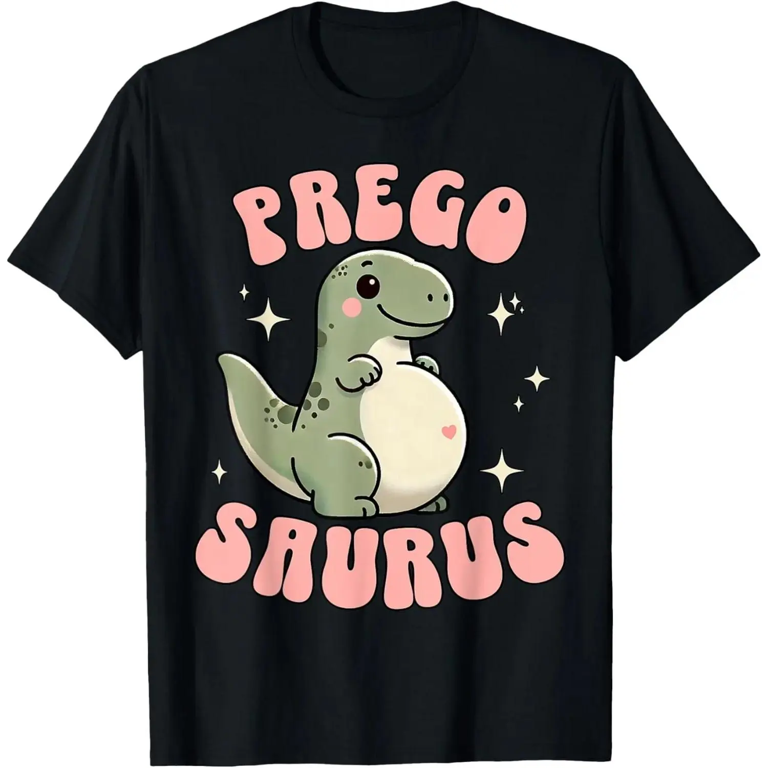 100% Cotton Unisex Pregosaurus Cute Mommy Dinosaur Pregnancy Announcement T-Shirt, Small, Black