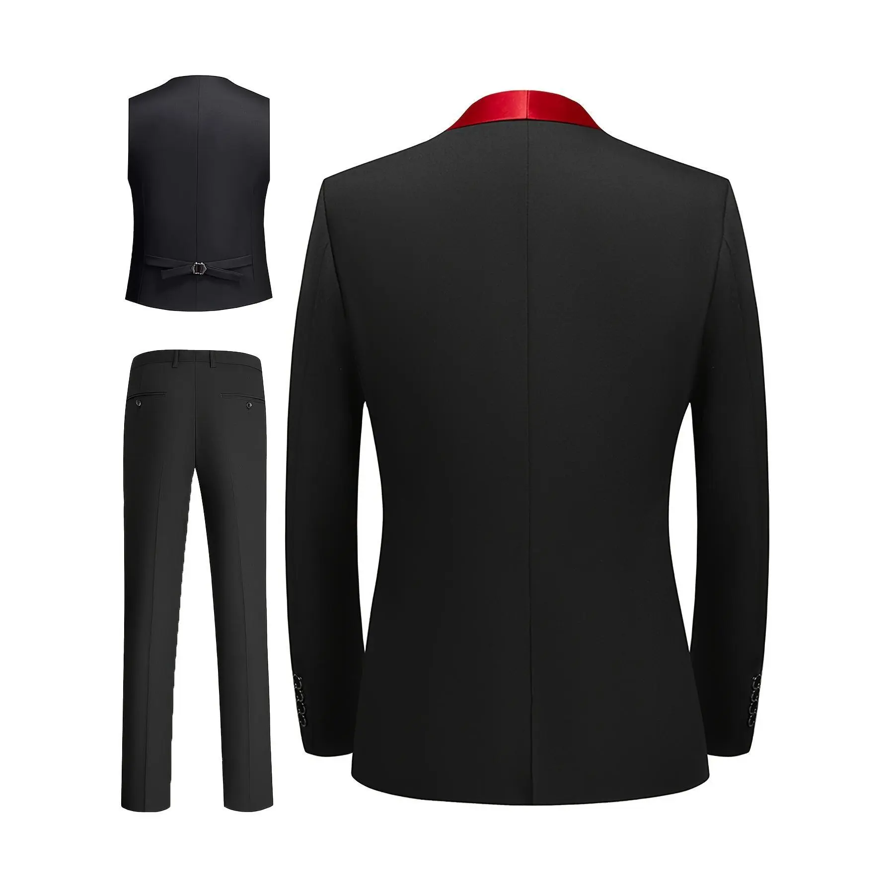 Men's 3‑Piece Tuxedo Set | Blazer, Vest, Trousers & Bonus Socks, Adjustable‑Waist Trousers | Business, Banquet, Prom & Evening‑Event Formal Outfit