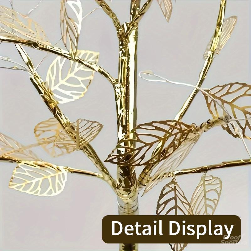 Exquisite Gold Leaf Tree Light with 72 LED Copper Wire String Lights Dual Mode Touch Switch for Valentine Room Bedroom Decorative Lamp