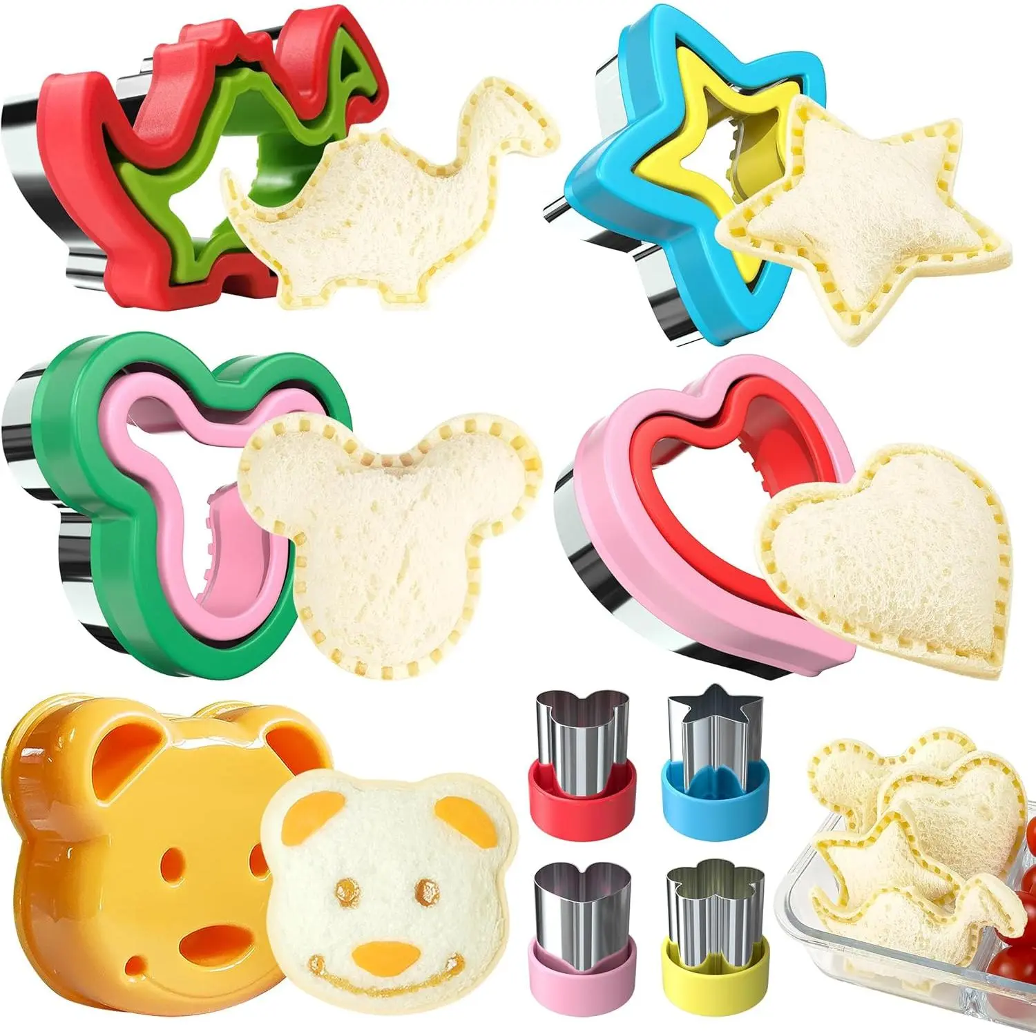 Sandwich Cutter and Sealer, Sandwich Cutter for Kids 5 PCS（BIG）, Decruster Sandwich Maker, Great for Lunchbox and Bento Box - Boys and Girls Kids Lunch