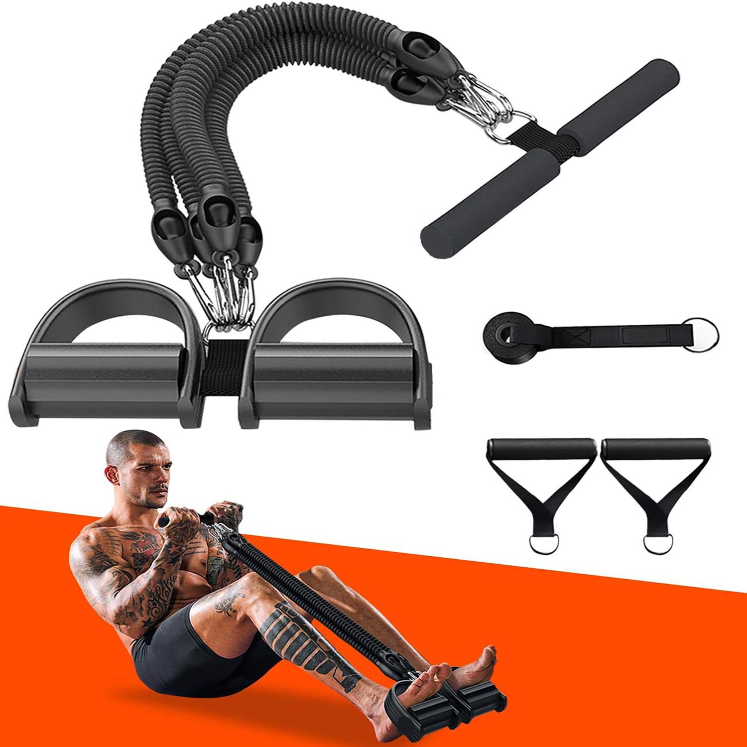 Multifunctional Ab Training Resistance Band, 1 Set Ab Training Auxiliary Foot Pedal Puller, Abdominal Exercise Equipment for Home Gym, Abdominal Muscle Trainer, Ab Workout Equipment