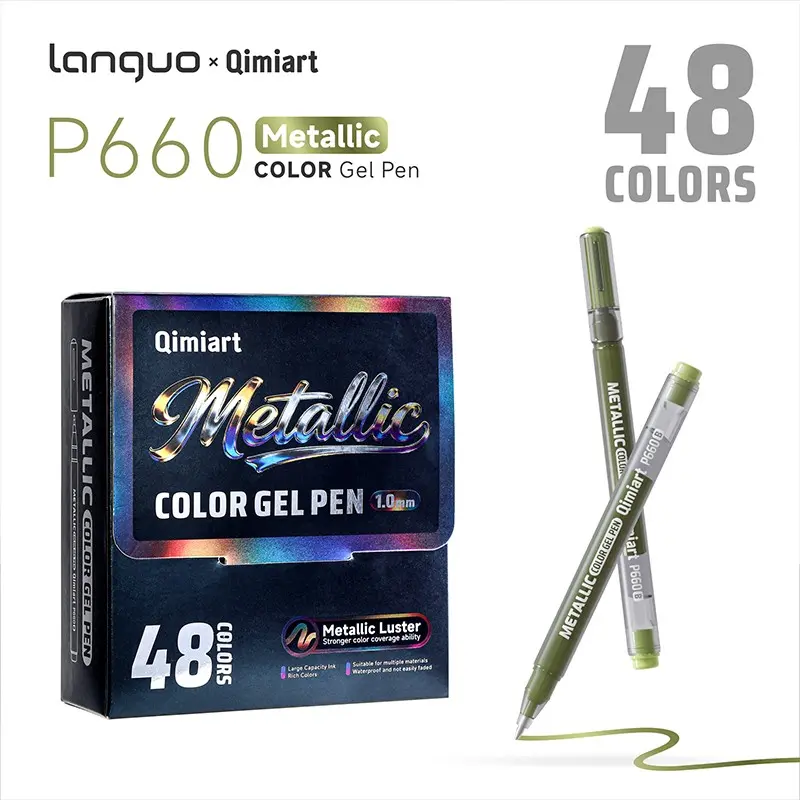 Languo Metallic Acrylic Markers, No Bleed, Layerable, Large Capacity Soft Tip Art Pens, Ideal for Artists and Crafters
