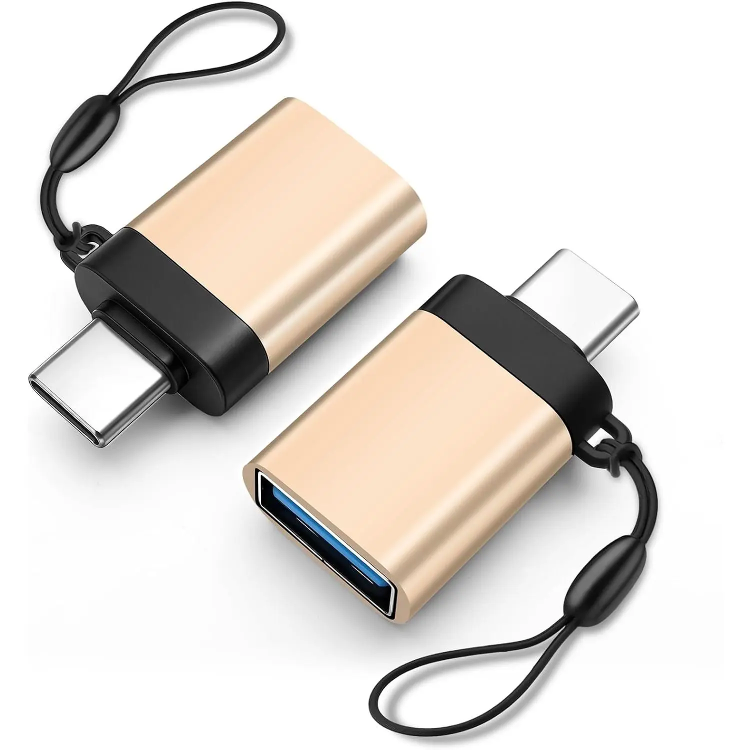 USB-C to USB-A Adapter (2-Pack), USB3.0 Data Transfer and Interface Conversion, , OTG Support with Anti-Loss Cord -