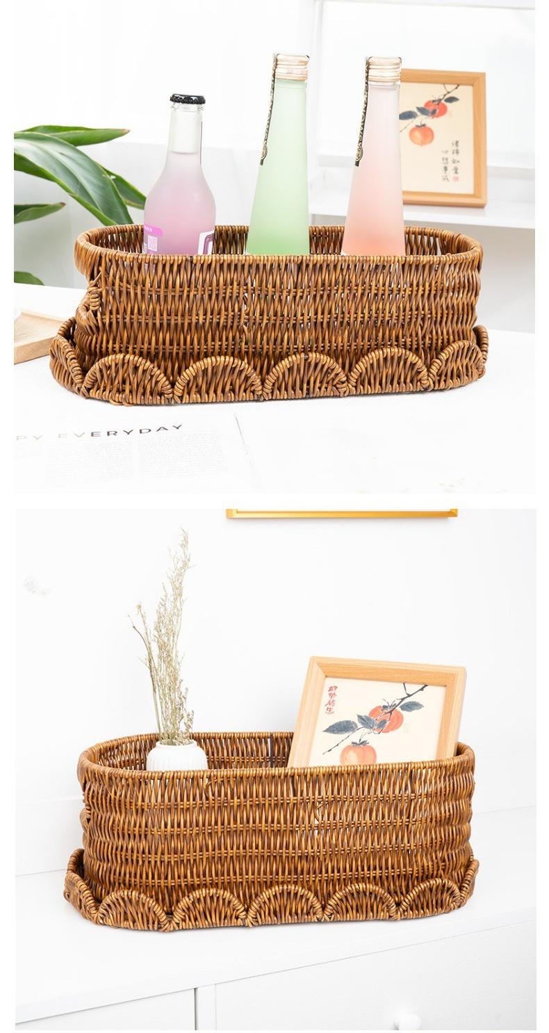 Imitation Rattan Storage Basket with Lid, Handwoven Storage Basket for Fruits And Vegetables, Household Storage Bin for Toys, Living Room Rattan Storage Basket, Shelf Baskets
