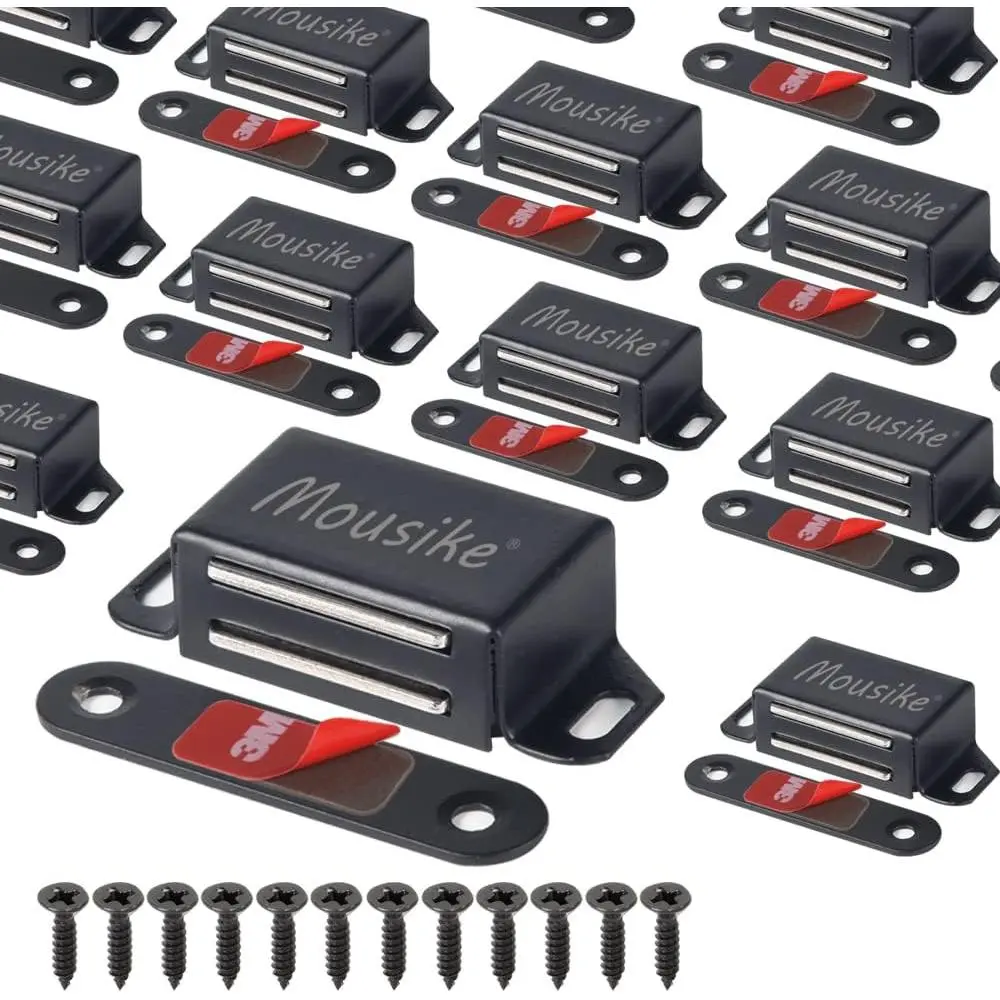 Cabinet Magnets 30lb Black Door Magnets with for Cupboard Wardrobe Closet Cabinet Door Drawer Latch 16 Pack