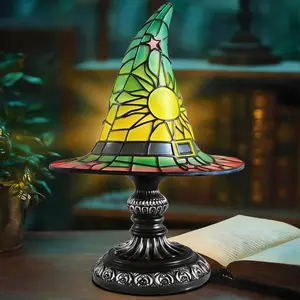 Handcrafted Witch Hat Lamps, Stained Gothic Wizard Hat Lights, Mystical Bedroom Ambiance, Wiccan Gifts, Glow-In-The-Dark Figurine