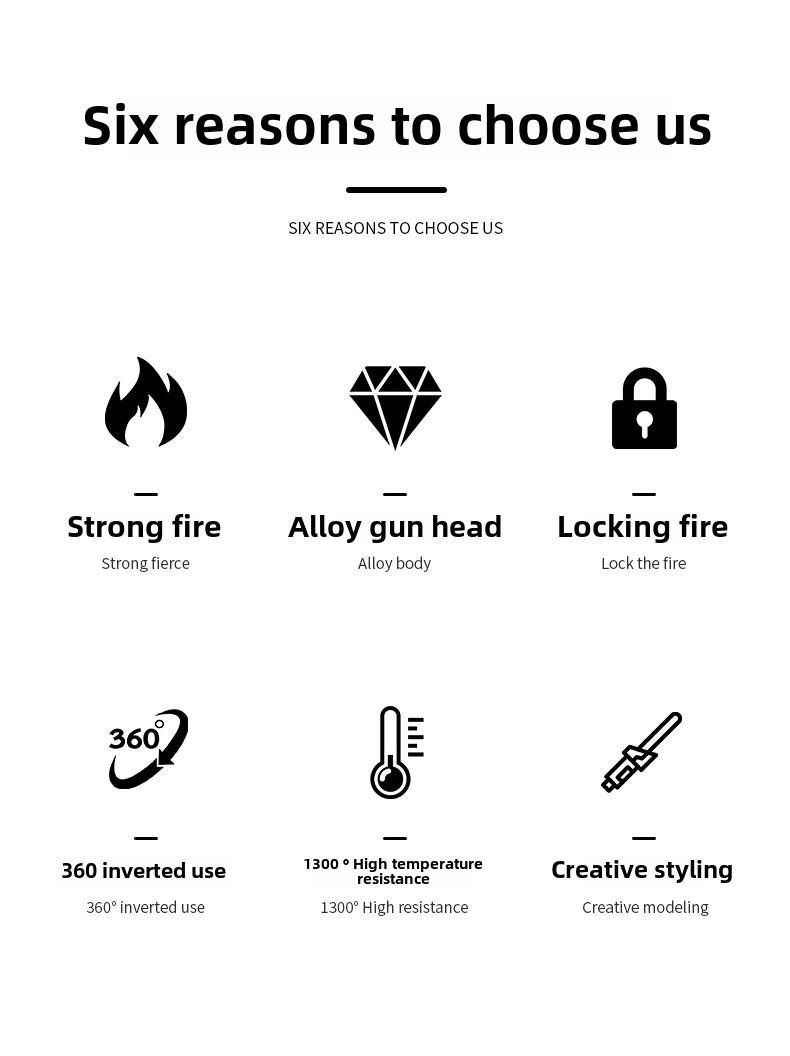 Windproof Refillable butane torch lighter, 360 °   use, with adjustable flame and lock switch, turbo torch spray ignition gun, camping barbecue welding supplies, cigar tools, perfect for cooking, Halloween, Christmas, Father's Day (without butane gas)