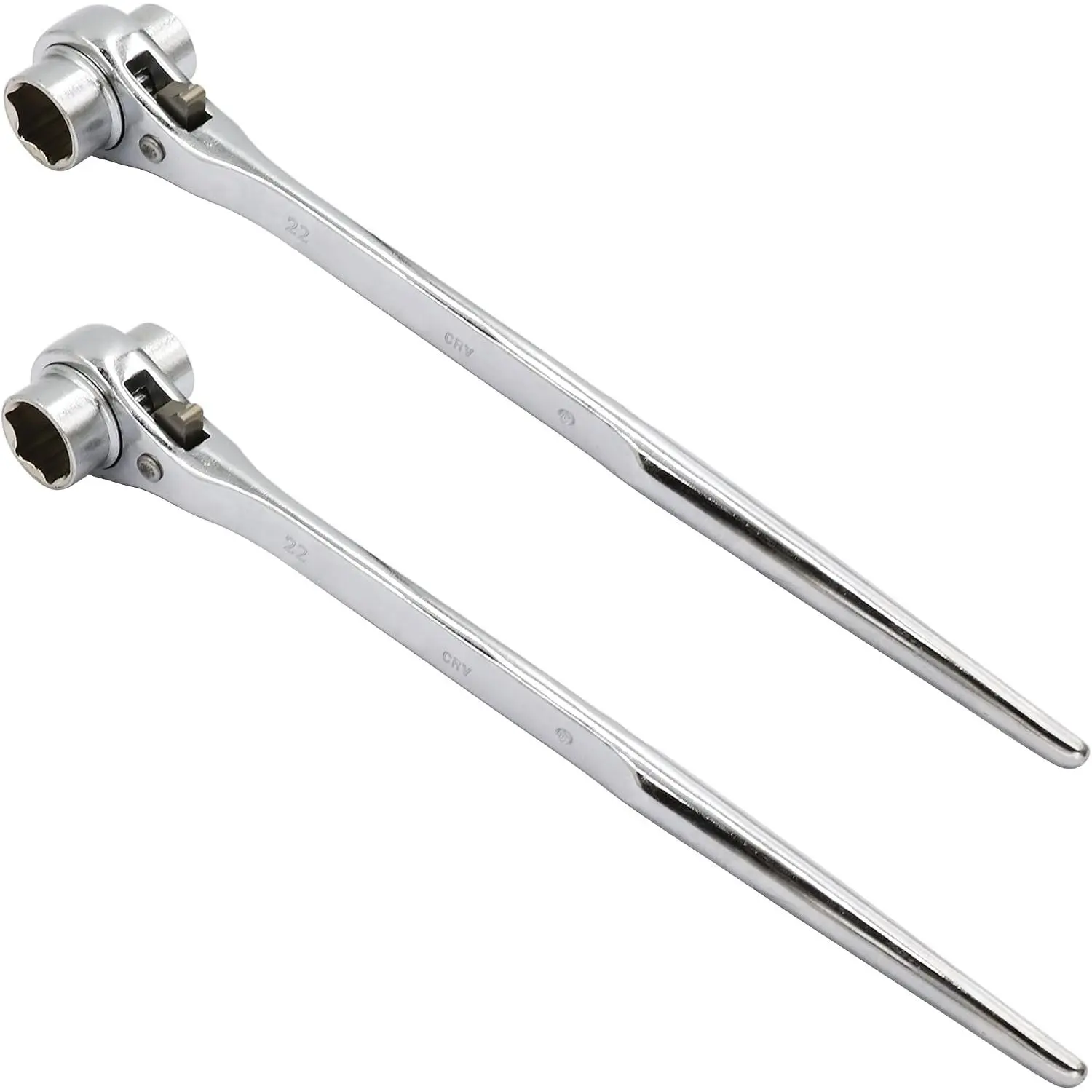2-Pack Hexagon Scaffold Quick Wrench, 19mm/22mm Ratchet Spanner, Double Ended Socket, Ratcheting Scaffold, Pointed Tail (Black)