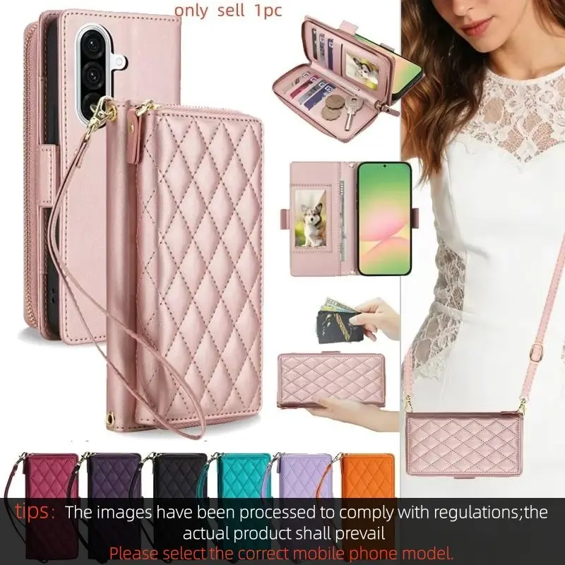 Crossbody Leather Wallet Phone Case Built in Wallet for Samsung Galaxy  A27 A57 A36 A16 A26 A17 A35 A55 A56Cards  Cover Bag Keychain Wristlet Wallets