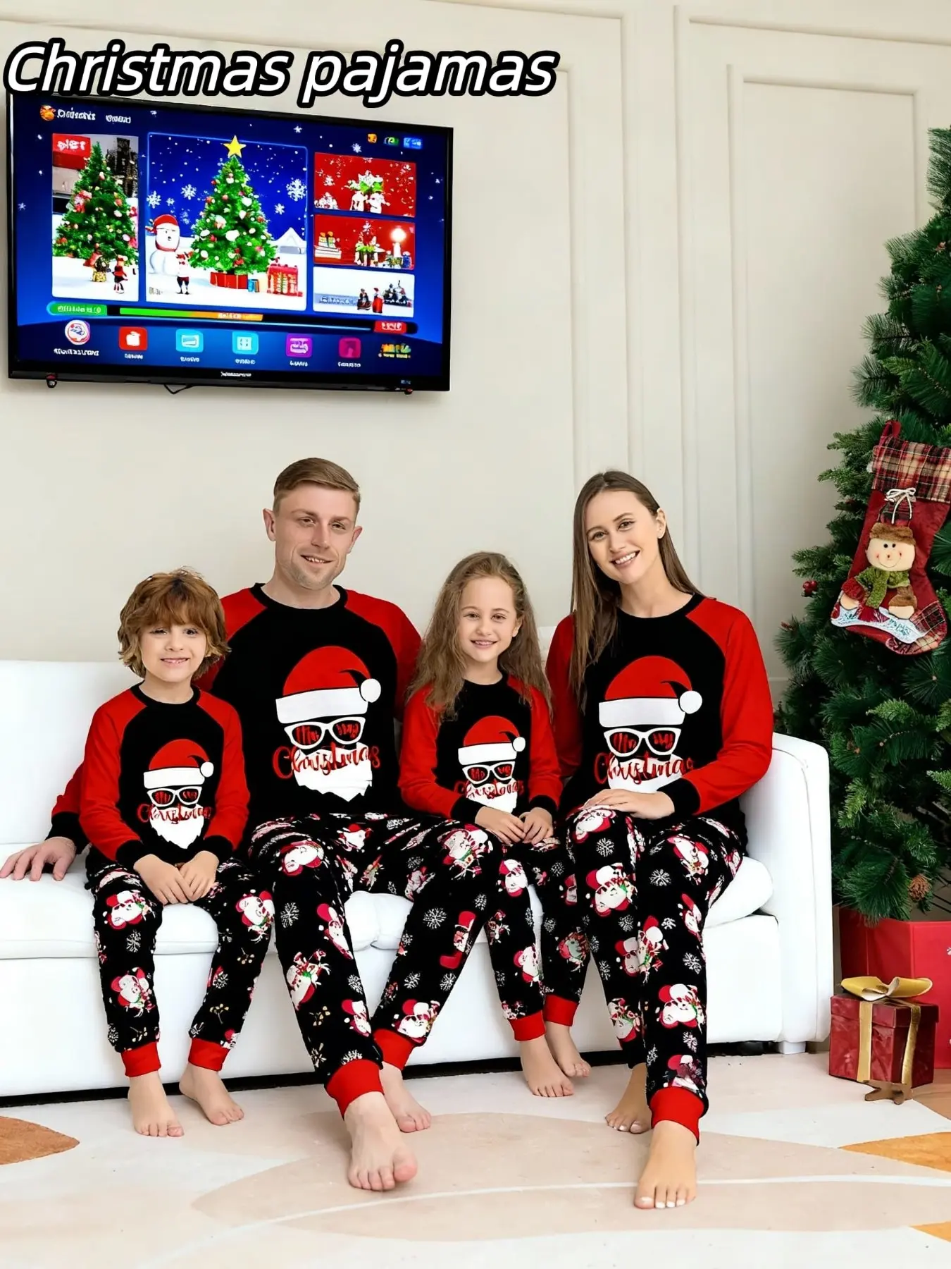 2-Piece Long Sleeve & Pants Christmas Couple Sleepwear Set, Men Women Homeewear, Kids Pajamas, Holiday Family Matching
