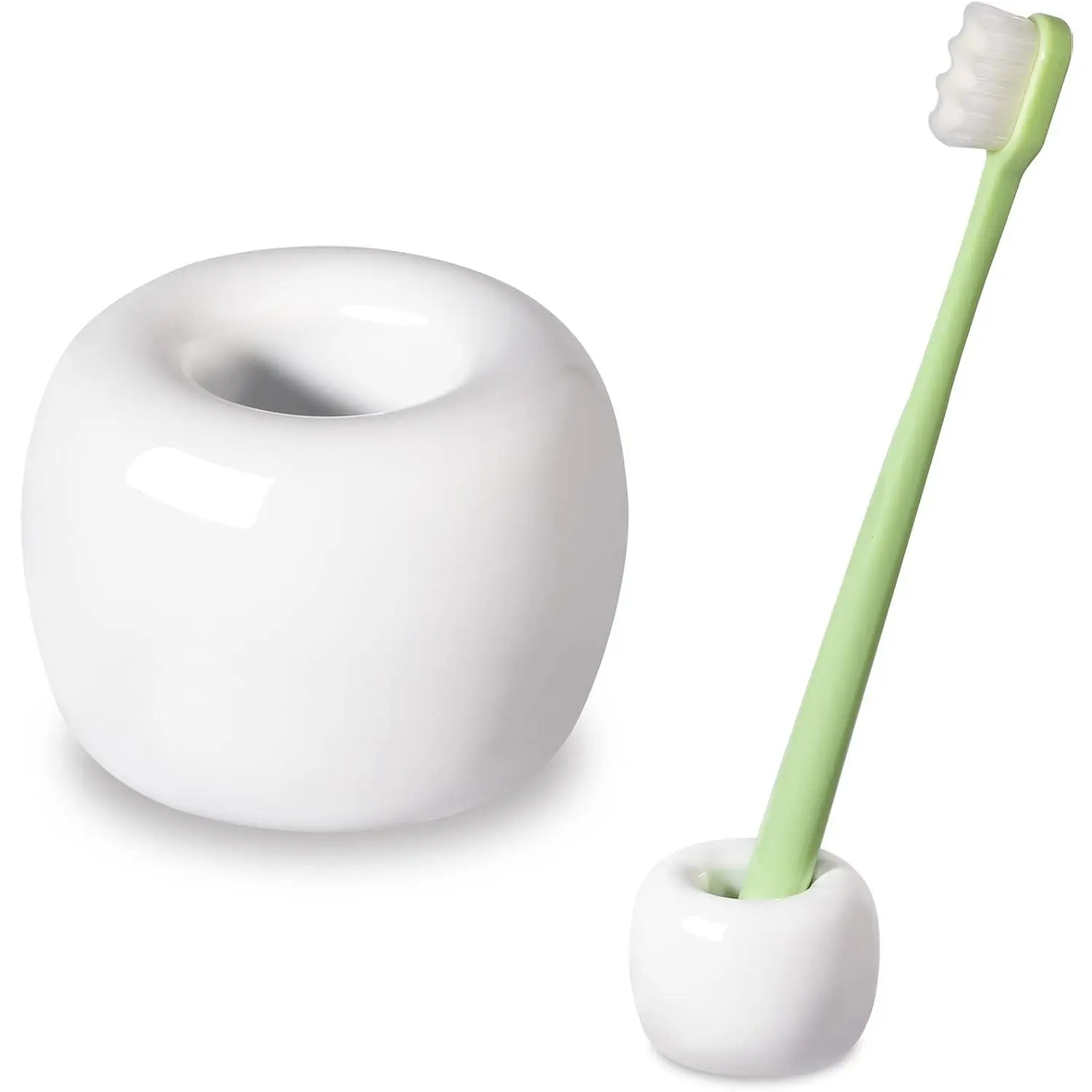 Sleek Mini Ceramics  Holder Stand for Bathroom  Countertops (1-Pack White)