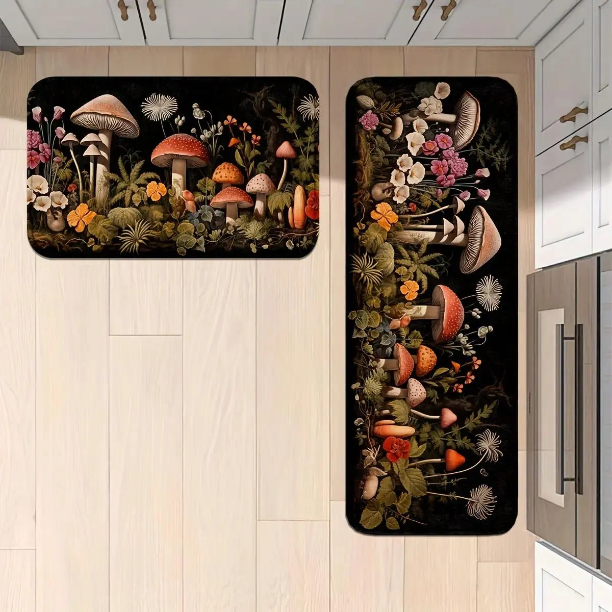 Cushioned Anti-Slip Breathable Mushroom Kitchen Mats - Comfortable Standing Runner Rugs for Kitchen, Home, Spring Decor, Anti-Slip Kitchen Rugs, Breathable Kitchen Rugs