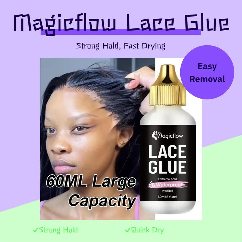 60ml/2fl.oz Waterproof Wig Lace Glue - Strong Hold, Invisible, Quick Dry & Easy Removal - No Odor Adhesive for All Wigs, Hair Lace Glue, for Human Hair Extensions