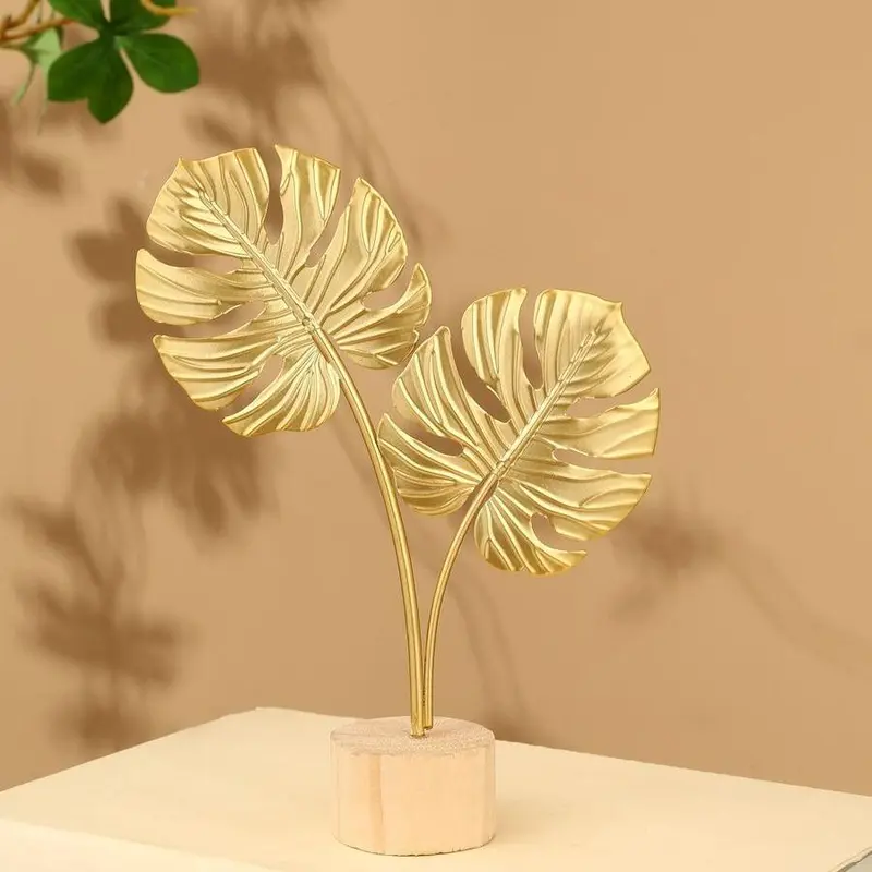 Iron Leaf Shaped Ornament, 1 Count Modern Leaf Shaped Decoration, Creative Metal Craft Ornament, Solid Metal Decor for Home Office Desk, Modern Decorations, Decorative Piece