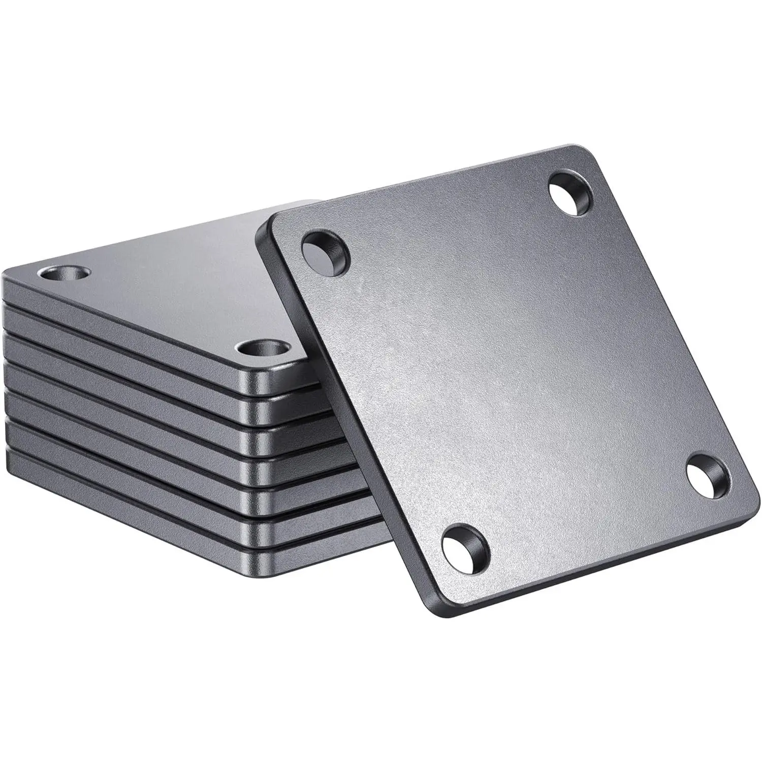 8 count 3"x3" Q235 Carbon Steel Square Plates, 0.2" Thick with 4 Pre-Drilled 0.43" Holes, Heavy Duty Metal Base Plates for Structural Support, DIY & Industrial Applications