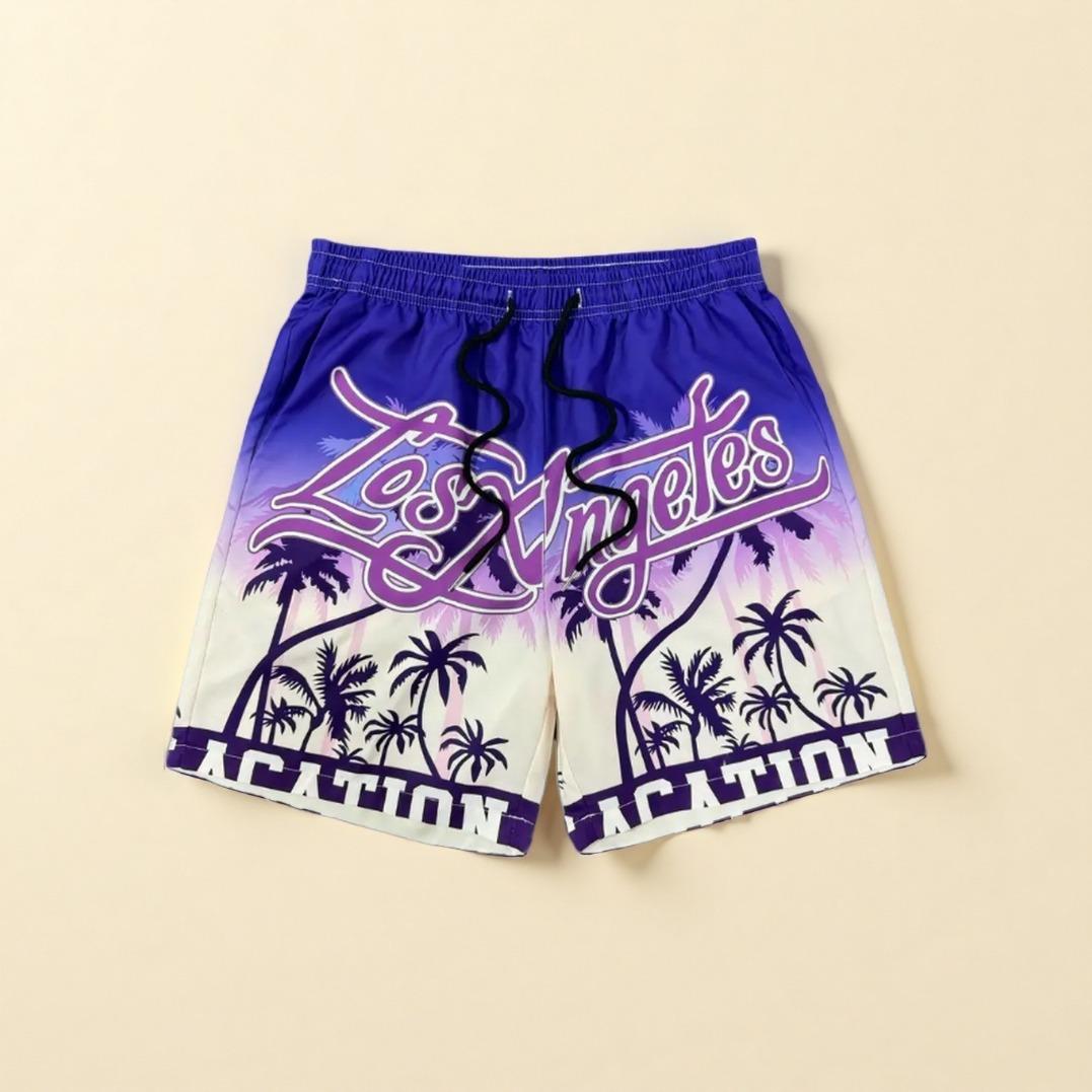 Summer Ice Cream Hawaiian Style Men's Quick-Drying Shorts Breathable Soft Comfortable Loose Plus Size Beach Swimwear Casual Shorts