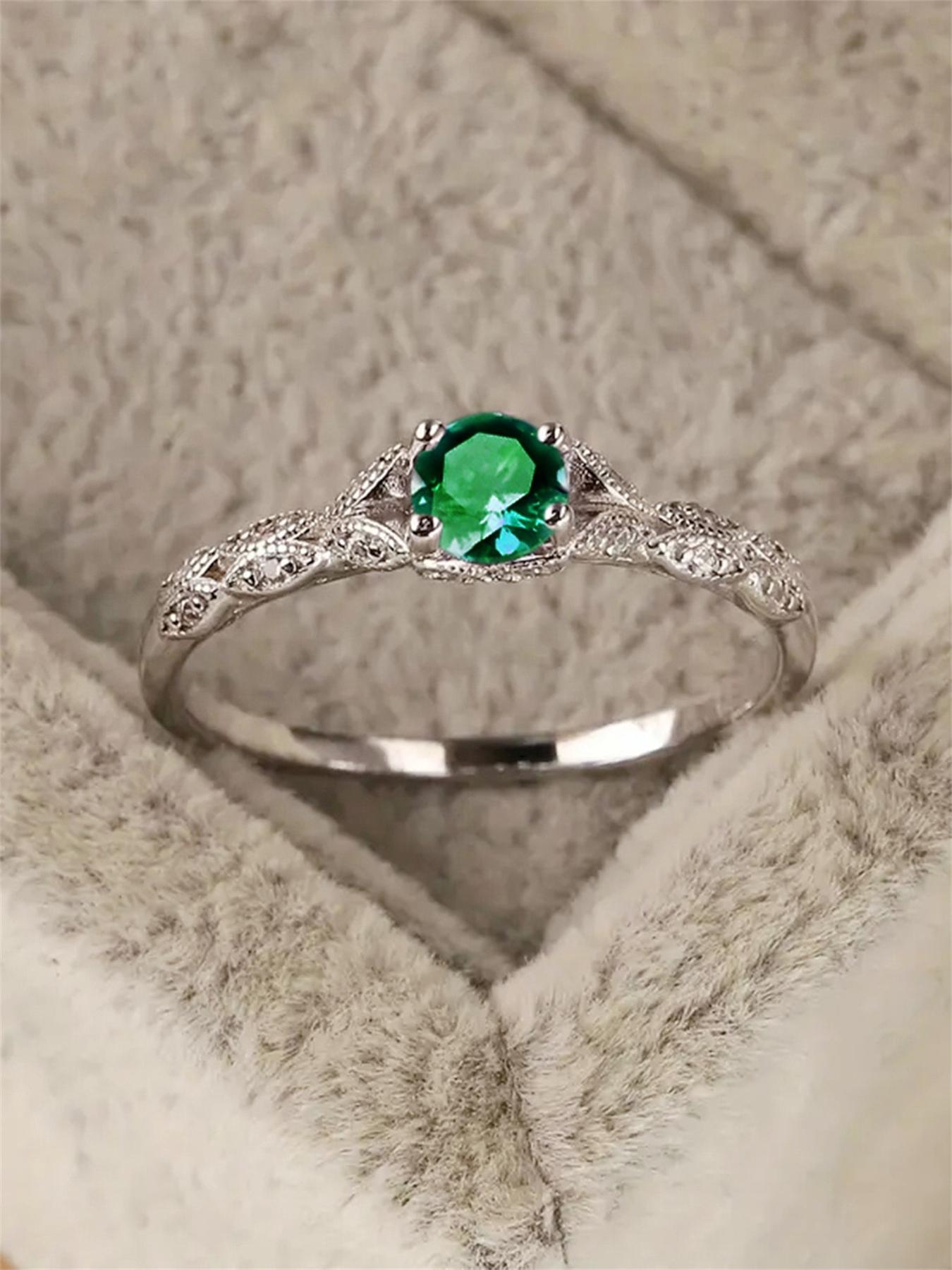 Elegant Style Artificial Zircon Decor Metal Ring, Cubic Zirconia Ring, Women's Fashion Jewelry Accessories, Minimalist Romantic Aesthetic Jewelry Gift