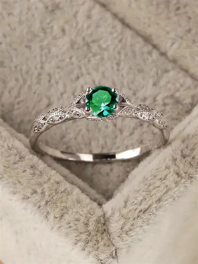 Elegant Style Artificial Zircon Decor Metal Ring, Cubic Zirconia Ring, Women's Fashion Jewelry Accessories, Minimalist Romantic Aesthetic Jewelry Gift