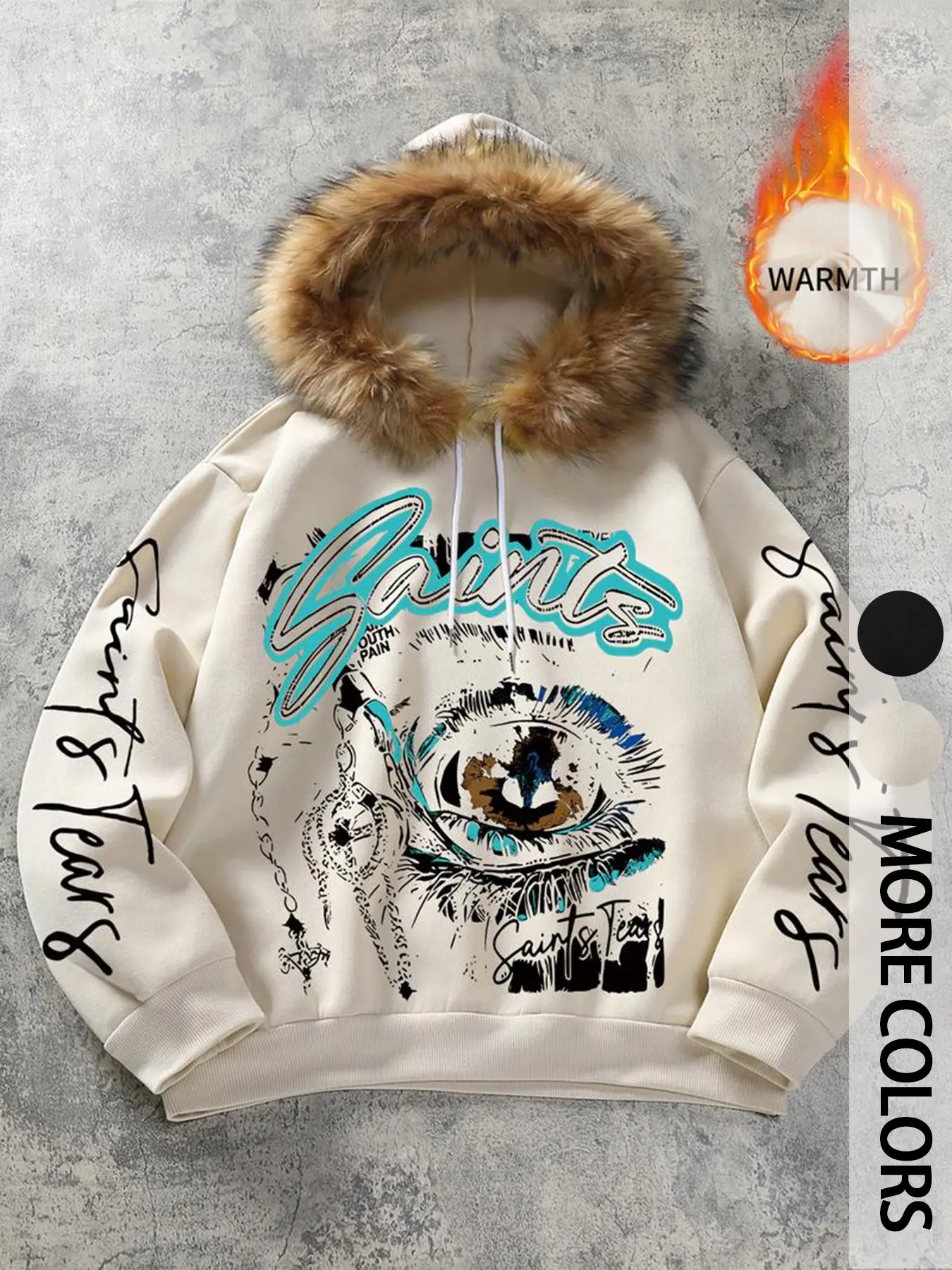 Men's Heavyweight Streetwear Parka Jacket, Thermal Coat with Fur Trimmed Hood, Bold Graphic Winter Outerwear, Winter Fashion Clothing