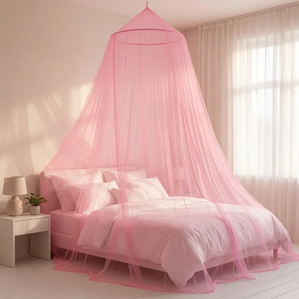 Bed Canopy for Girls Kids Round Dome Bed Curtain | Fits Single double Twin Full Queen Size Kids Bed Princess Netting Room Decor Ceiling Tent to Cover Toddler Canopy for Bed open breathable mosquito mesh side net indoor Bedroom Accessories