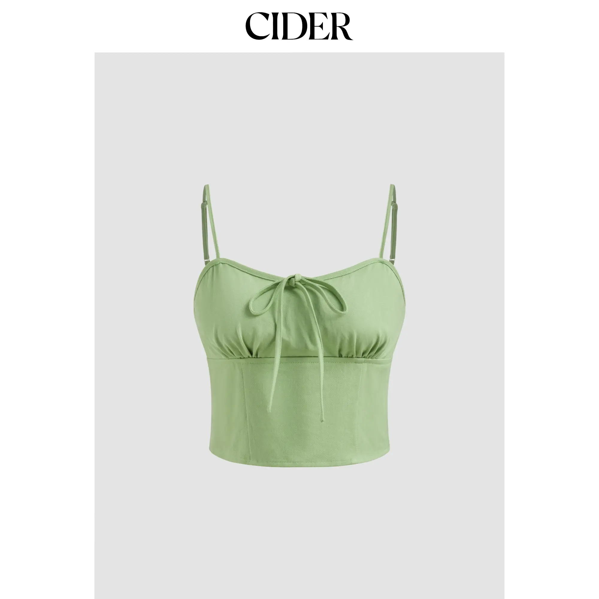 Cider [size 2-10] Woven Sweetheart Knotted Solid Crop Cami Top