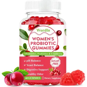 Women Probiotic Gummies for Feminine Health, Supports pH Balance, Vaginal Health, Odor Control & Yeast Balance, Digestive & Immune Support, Sugar Free Cranberry Flavor, 60 Count (Pack of 1)