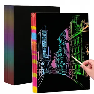 A3/a4 Scratch Paper, DIY Creative Art Kit with Bamboo Stick, Colorful Reveal Drawing Paper, Art Painting Kit, DIY Craft Kit, Art Supplies Kit