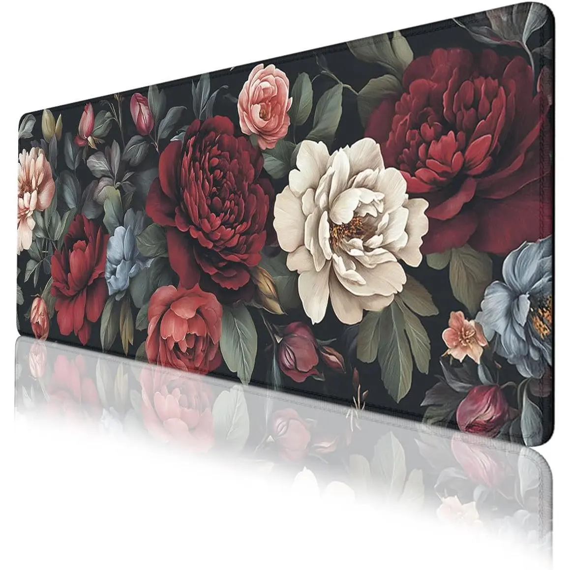 Roses Desk Mat  Romantic Floral Botanical XL  Pad Large Mousepad Extended Laptop Keyboard Mat Gaming Desk Pad  Mat 31.5"x11.8"