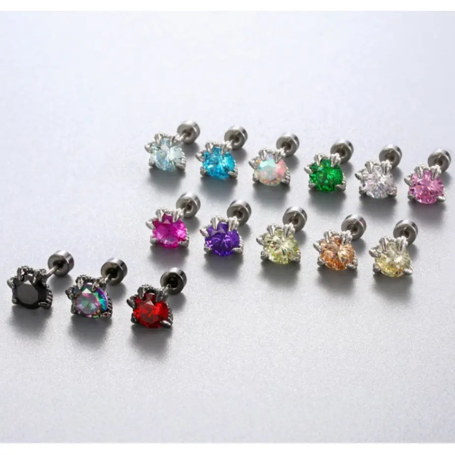1Pc  3mm/6mm  Dragon Claw  Dragon Scale Shaped  Color Light Couple  Ear Bone Nail Cochlear  Nail Titanium Steel  Screw Ear Nail