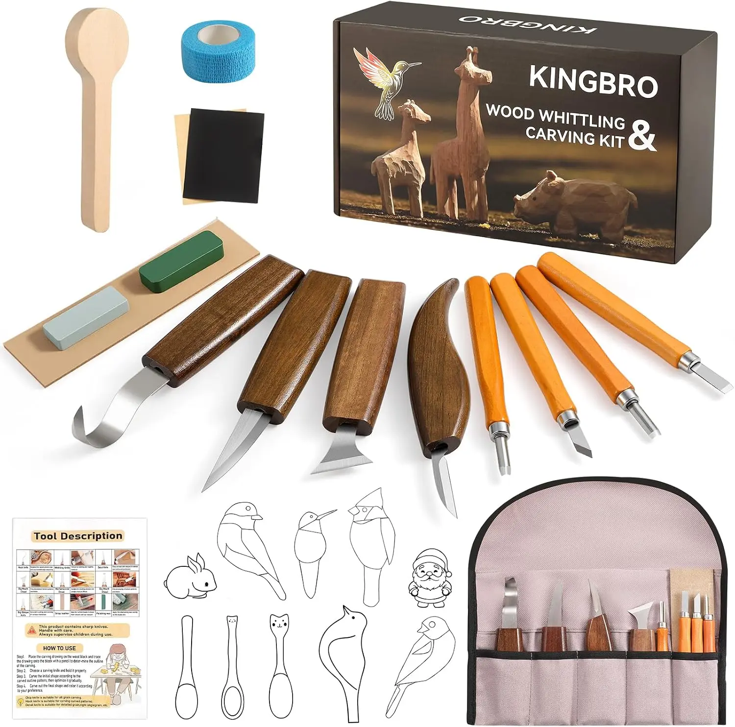 20 PCS Wood Carving Kit for Beginners, Whittling Kit for Beginner and Kids, Wood Carving with Safety Protection.8 pcs Whittling Knife Wood Carving Set with 2 pcs Sticker